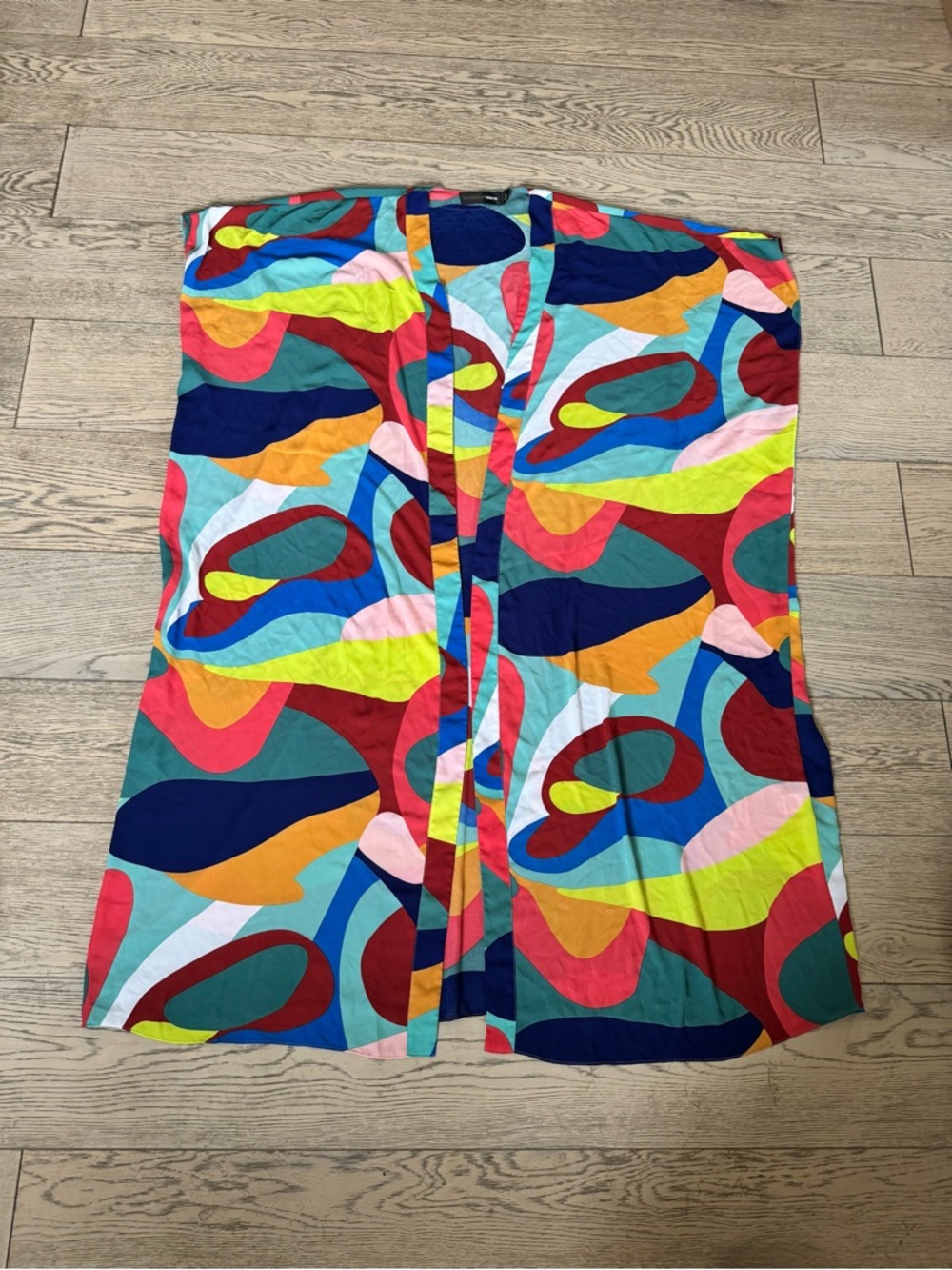 Vibrant Multicolor Abstract Print Kimono Vest